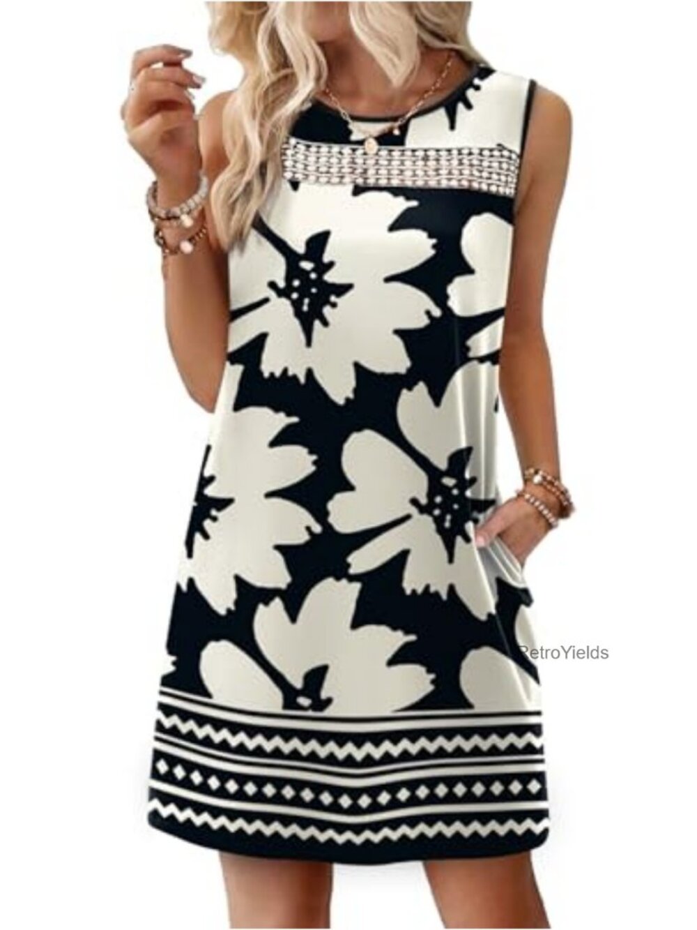 Lace Tank Mini Dress with Pockets Summer Casual Dresses for Women